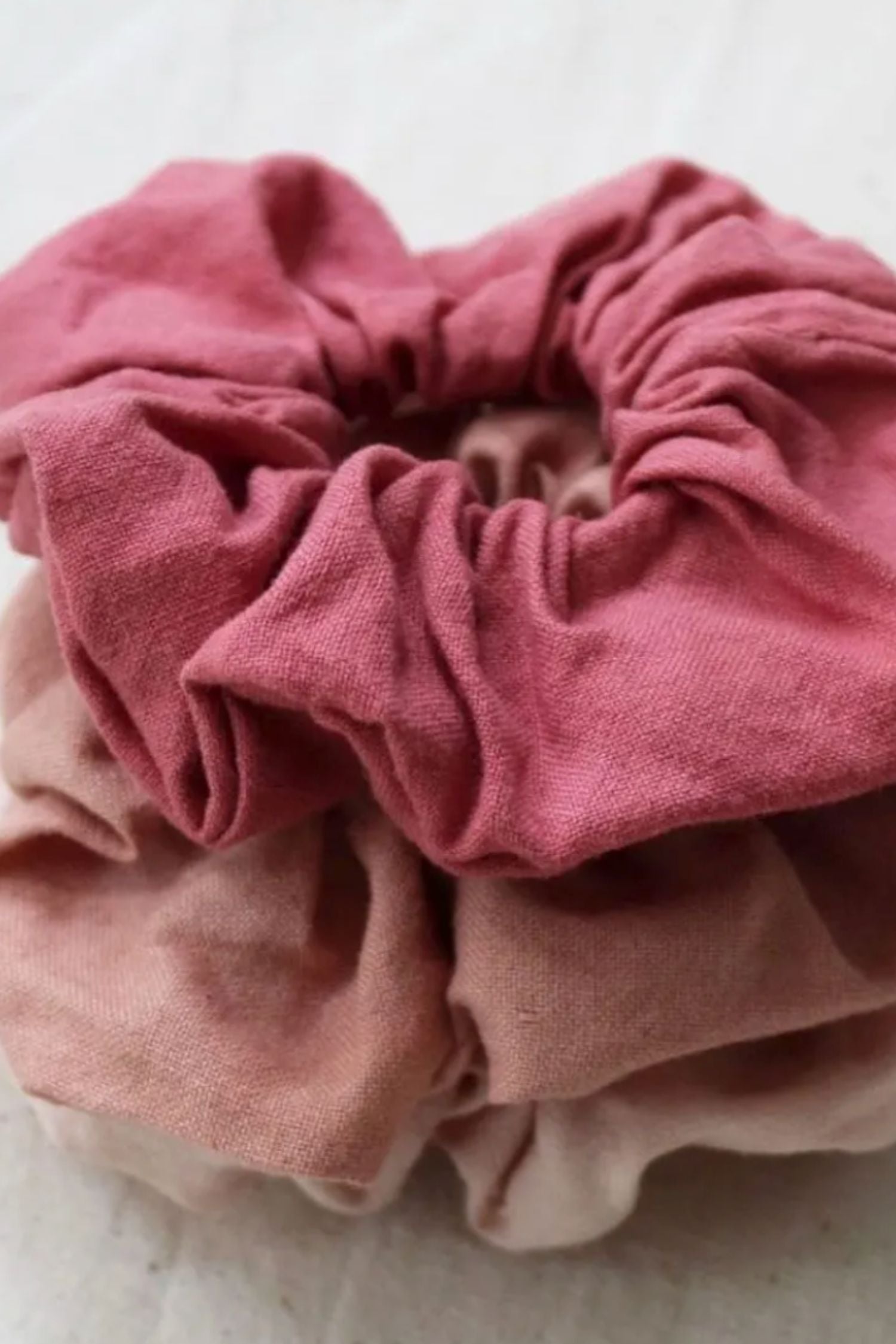 Botanical Dyed Scrunchie in Madder and Indigo Pink