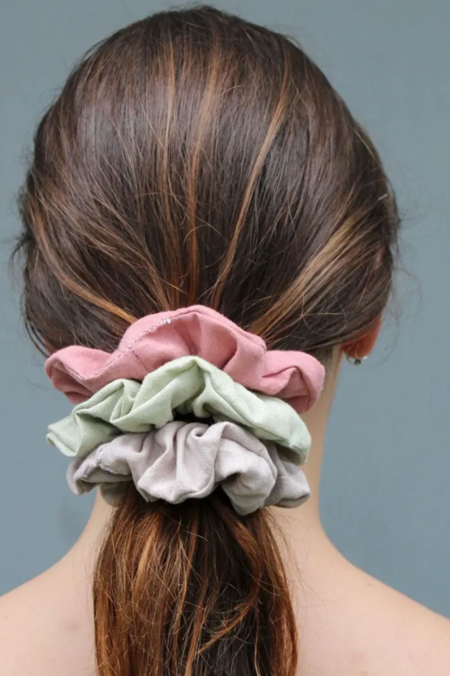 Botanical Dyed Scrunchie in Madder and Indigo Pink