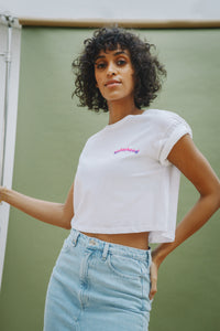 Sisterhood - Organic Cotton Embroidery Cropped T-shirt - Mayamiko Sustainable Fashion