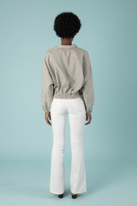 Margherita Puffy Blouse in Grey Linen - Mayamiko Sustainable Fashion