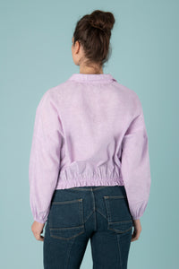 Margherita Puffy Blouse in Lilac Linen - Mayamiko Sustainable Fashion