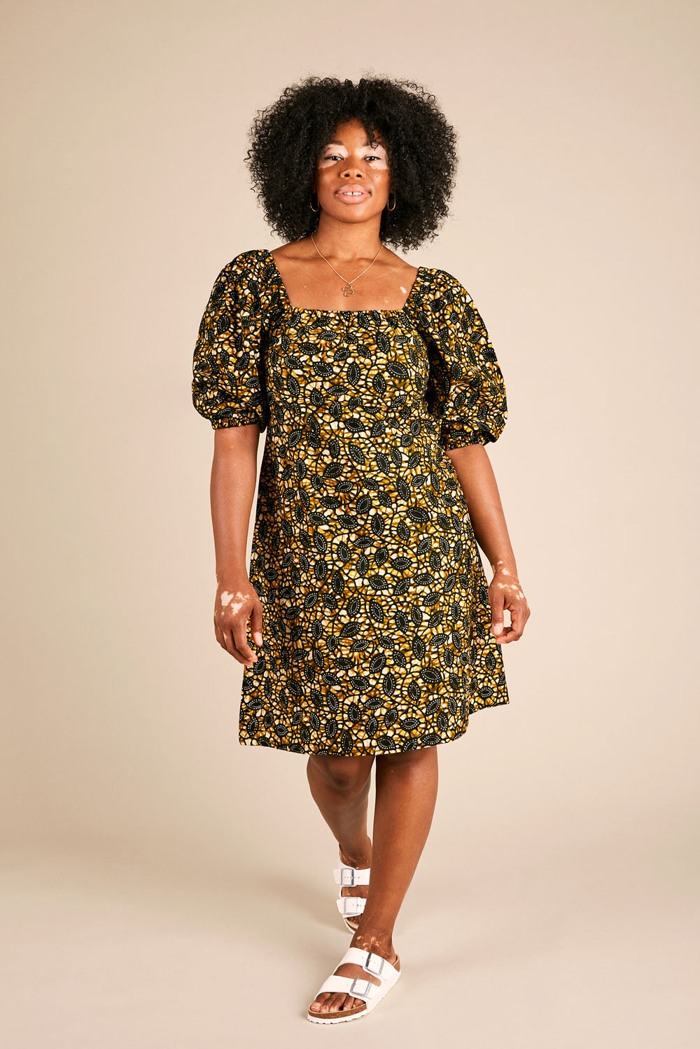 Precious Milkmaid Minidress in Golden Leaf