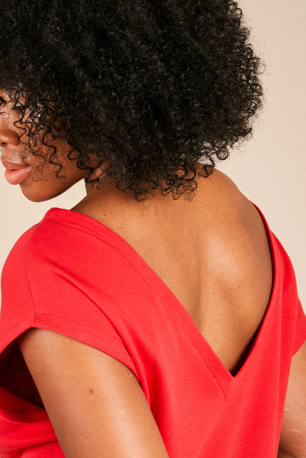 Reclaimed Jersey V Back Tunic in Red