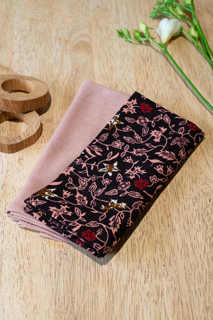 Set of four napkins - Blush Pink and Blush Floral