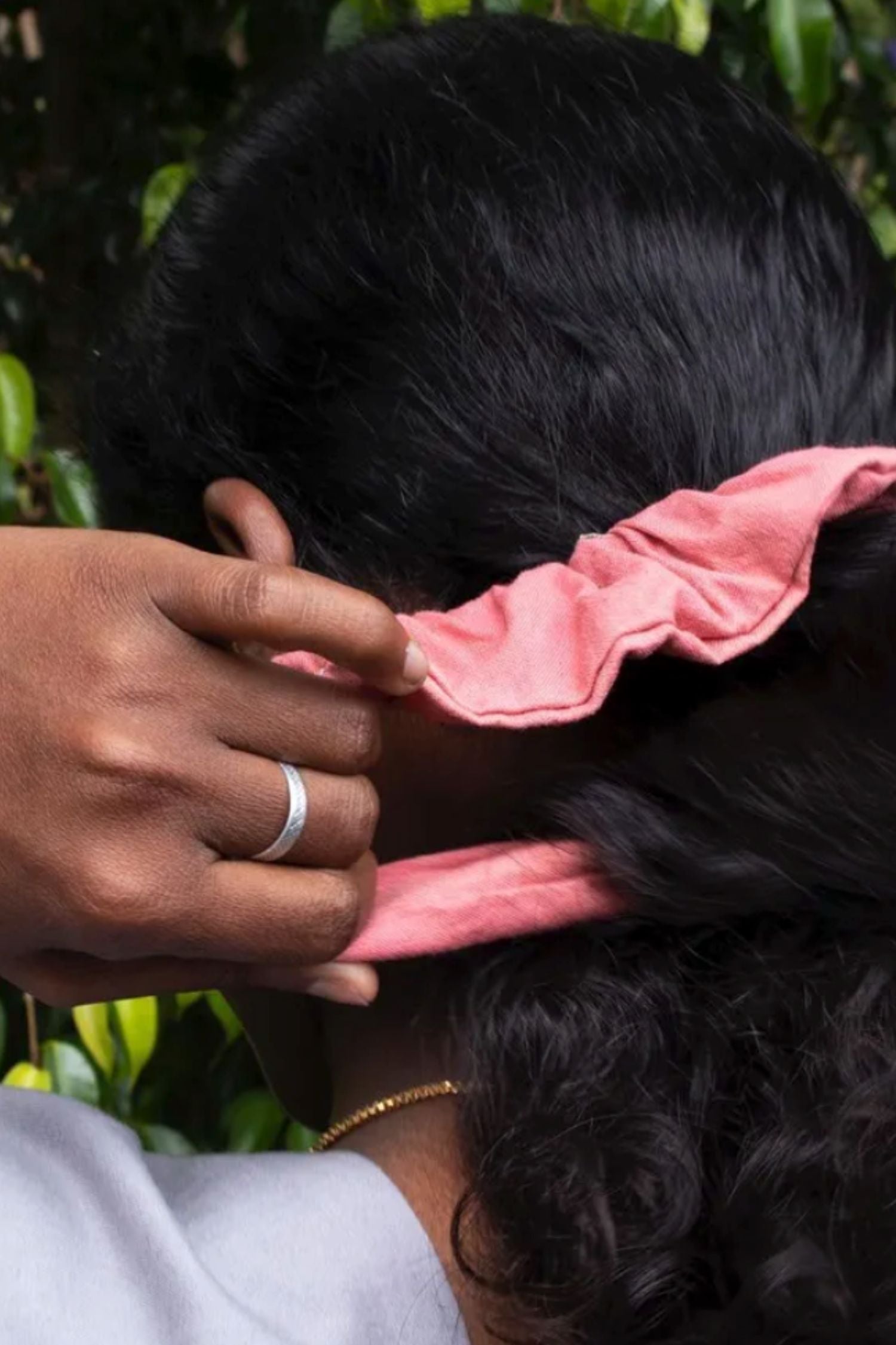 Botanical Dyed Scrunchie in Madder and Indigo Pink