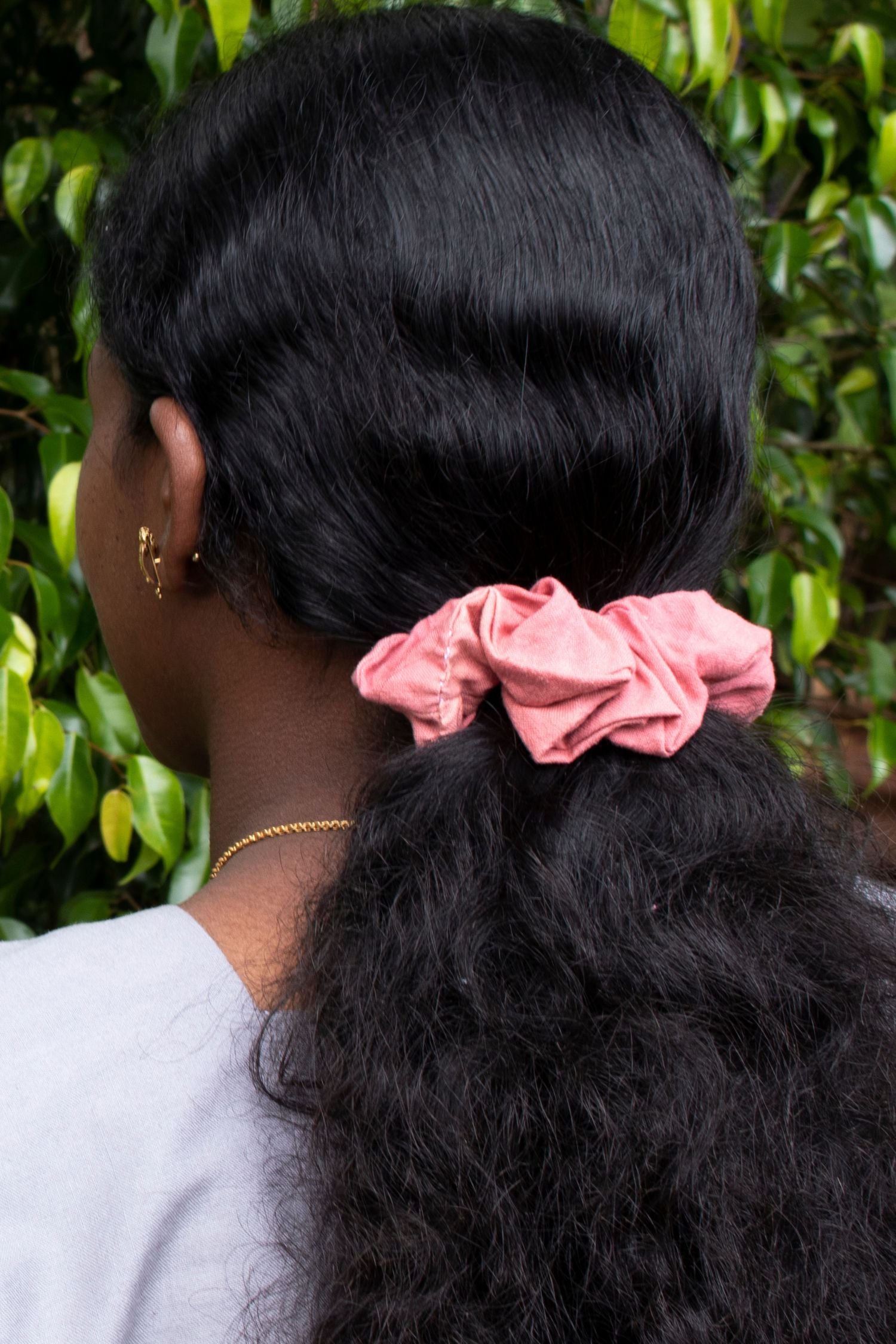 Botanical Dyed Scrunchie in Madder and Indigo Pink