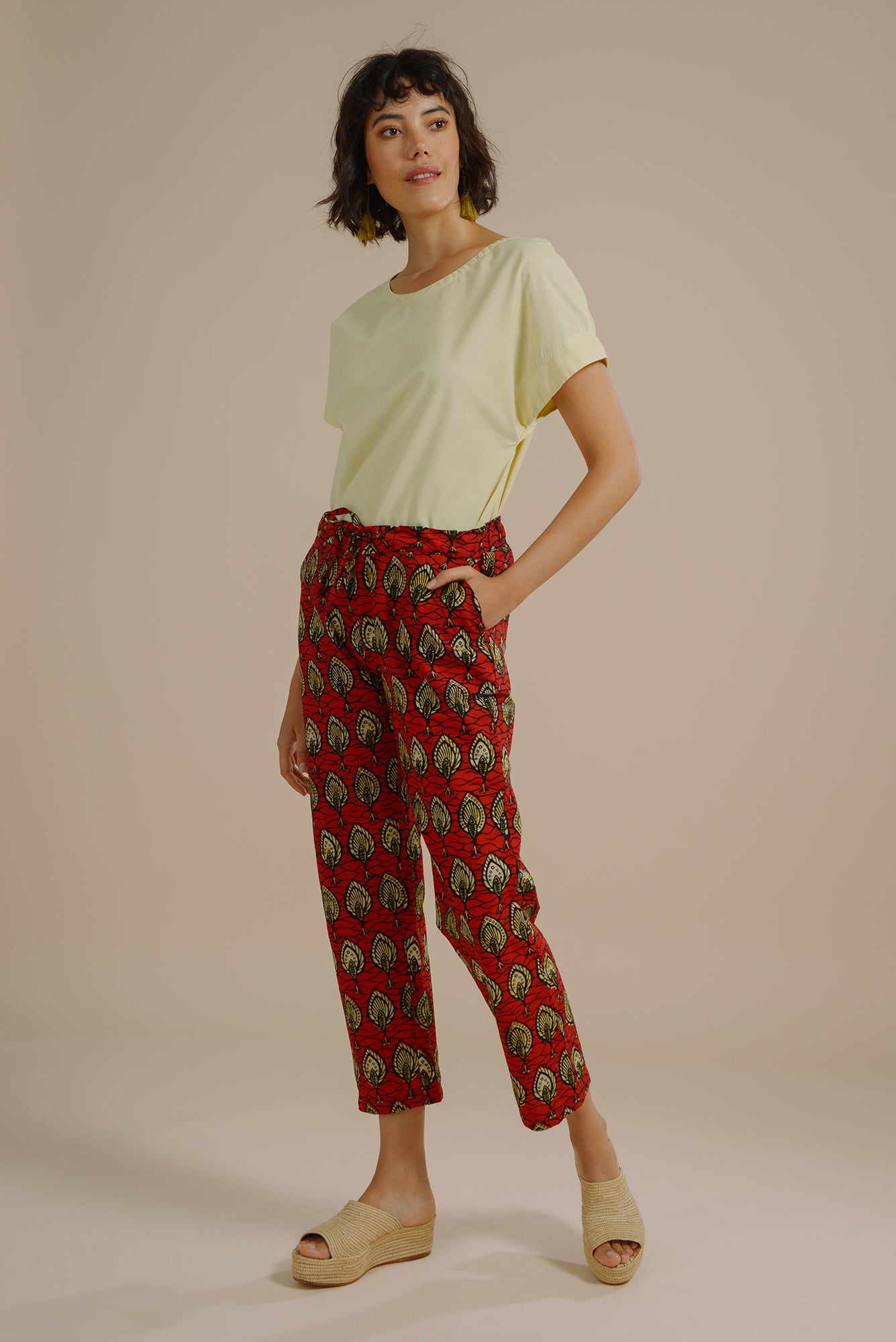 Brenda Kimono Sleeve Top in Lemon Sorbet Organic Cotton - Mayamiko Sustainable Fashion