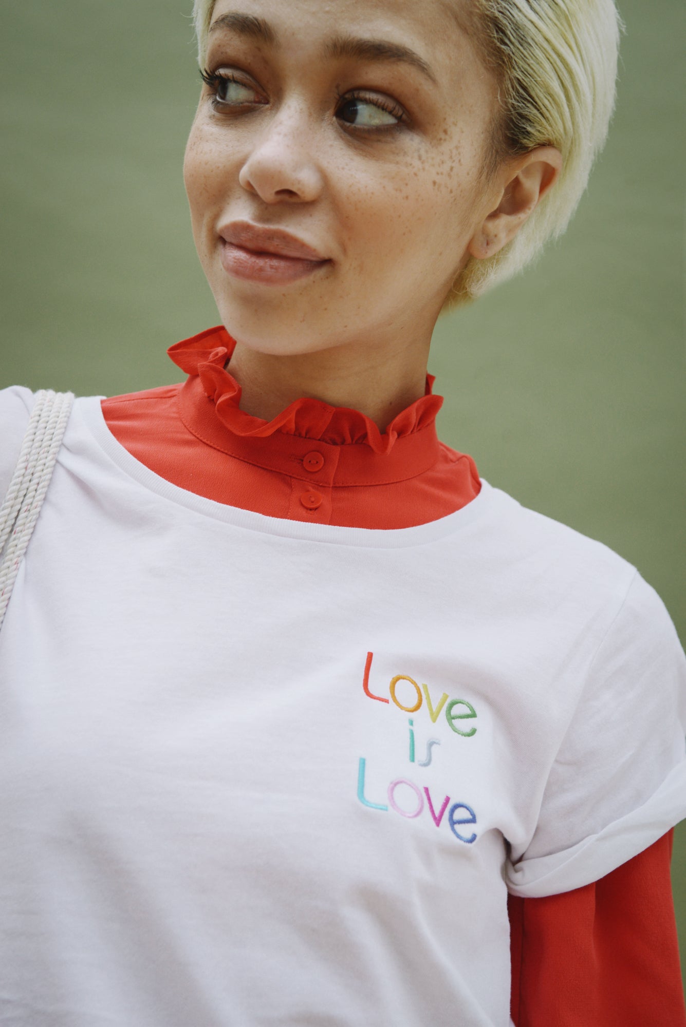 Love is Love - Organic Cotton Rolled Sleeve T-shirt - Mayamiko Sustainable Fashion