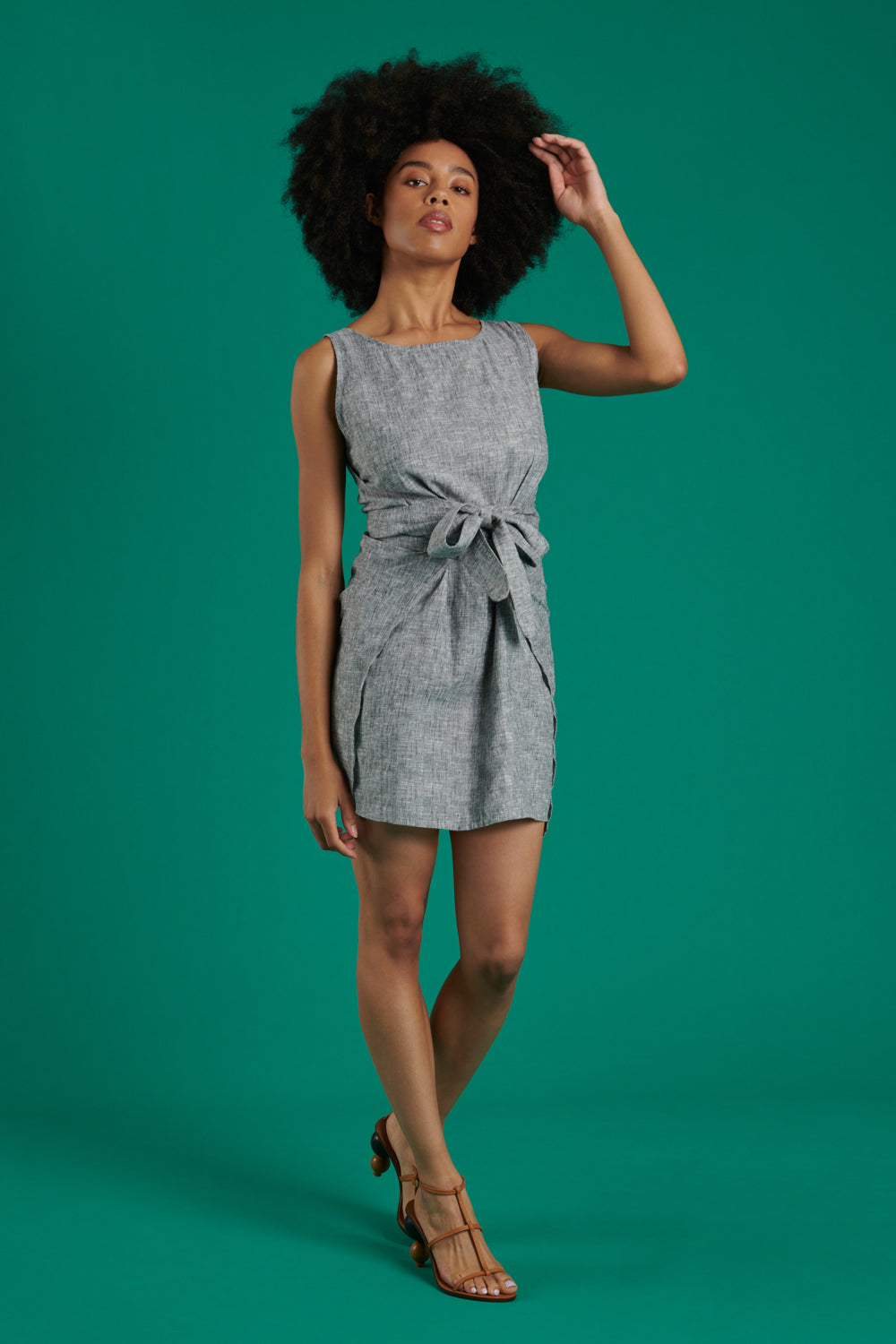 Mkanjo Tunic Dress in Grey Linen - Mayamiko Sustainable Fashion