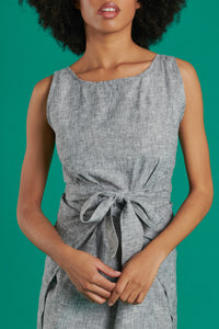 Mkanjo Tunic Dress in Grey Linen - Mayamiko Sustainable Fashion