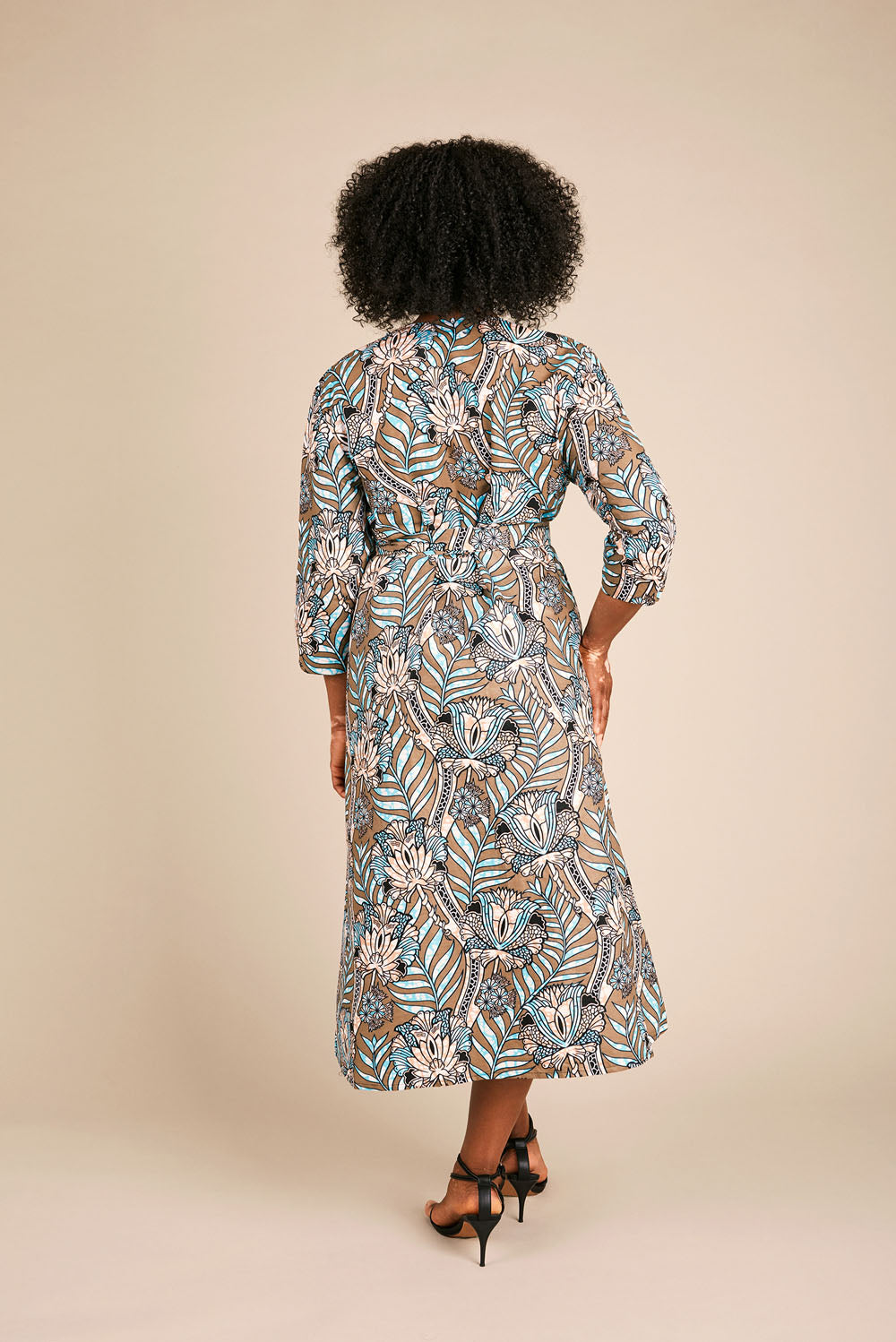 Dalitso Maxi Wrap Dress with sleeves in Enchanted Blue Forest