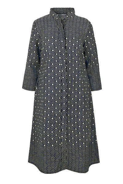 Yamikani 3/4 Sleeve Shirt Dress in Black Diamonds