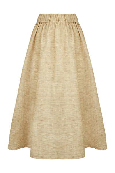 Olive Maxi Skirt in Yellow Melange Linen