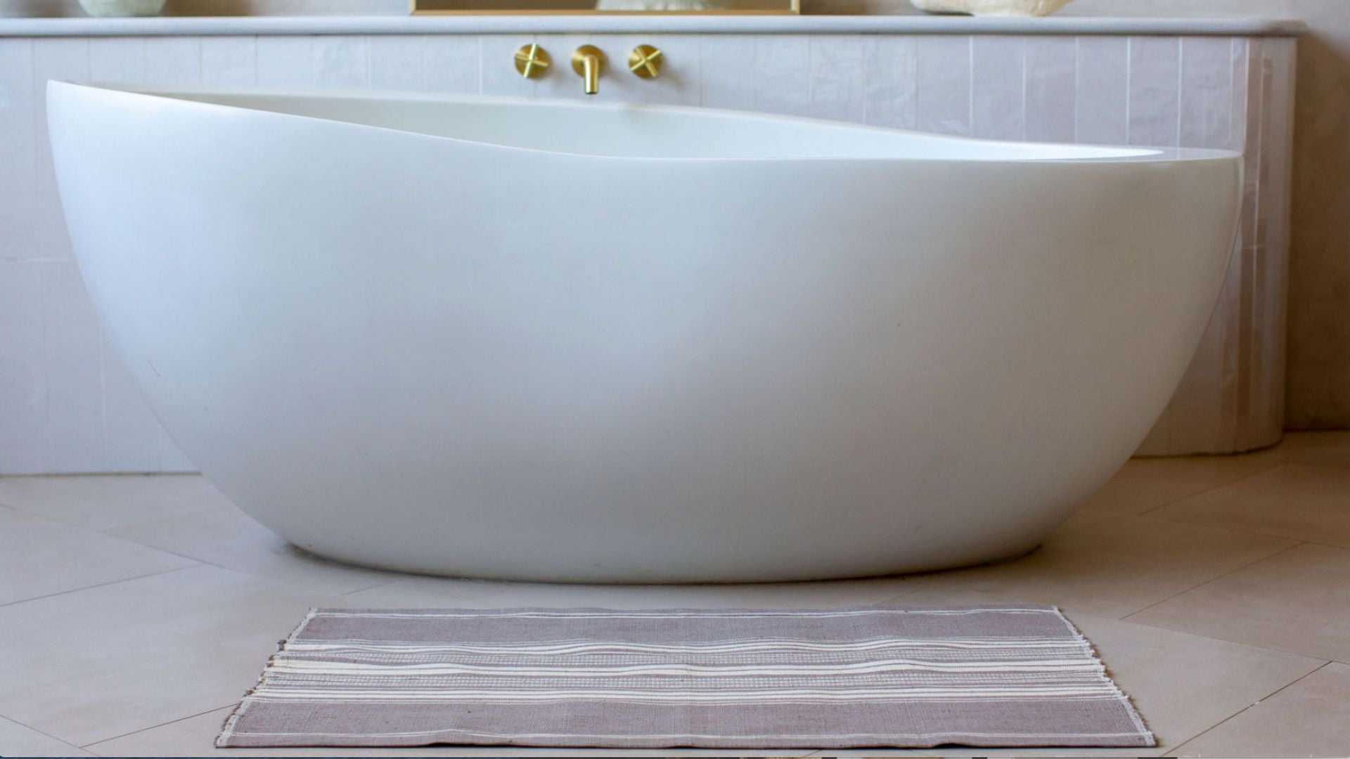 Hand Woven Large Bath Mat - Stone