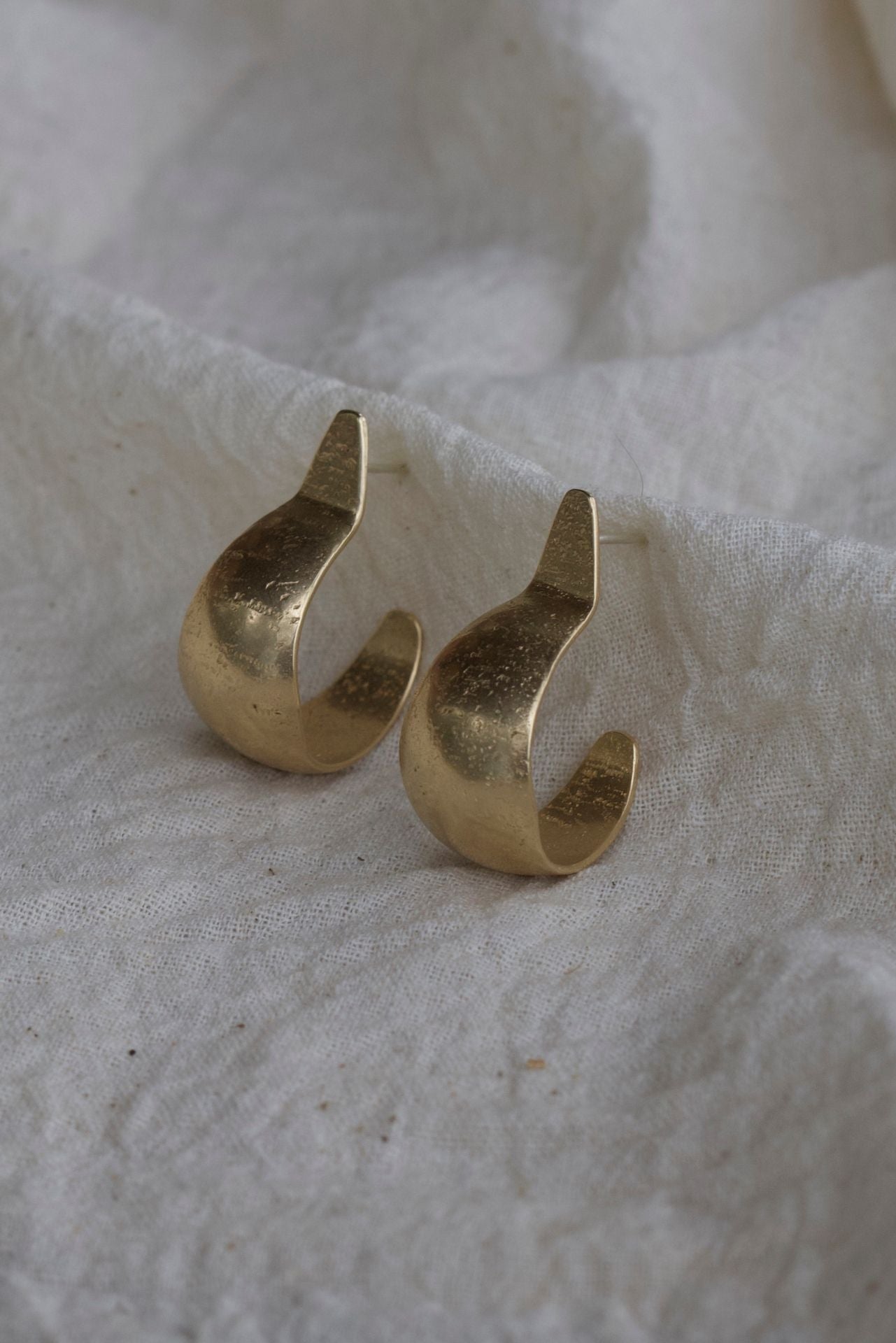Sina Wide Hoops Brass Earrings