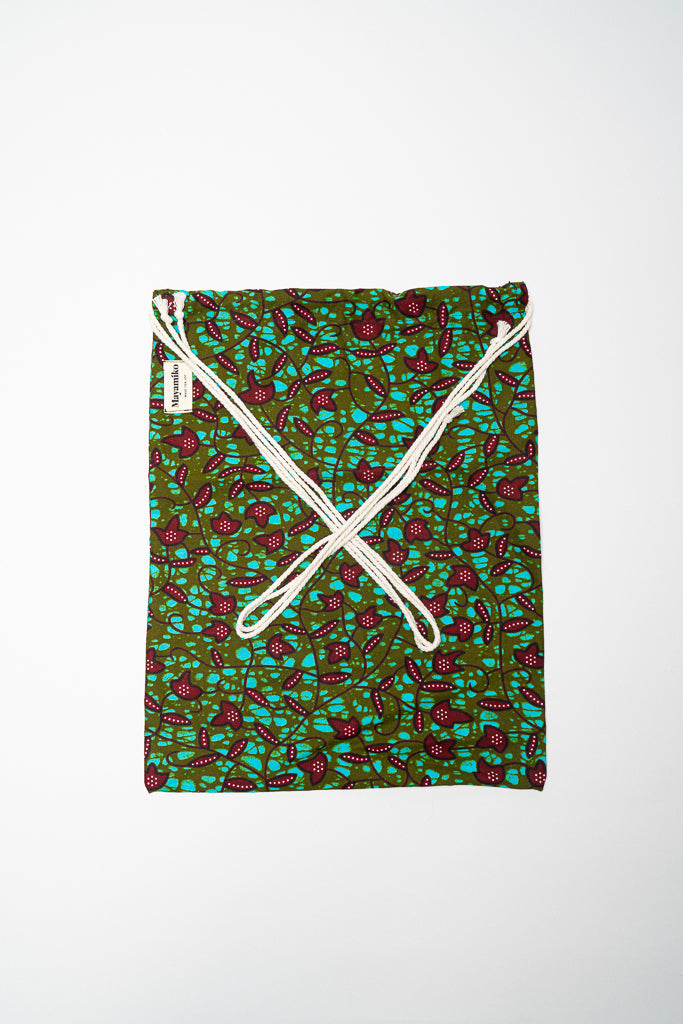 Bread and Produce Drawstring Bag - Forest Foliage