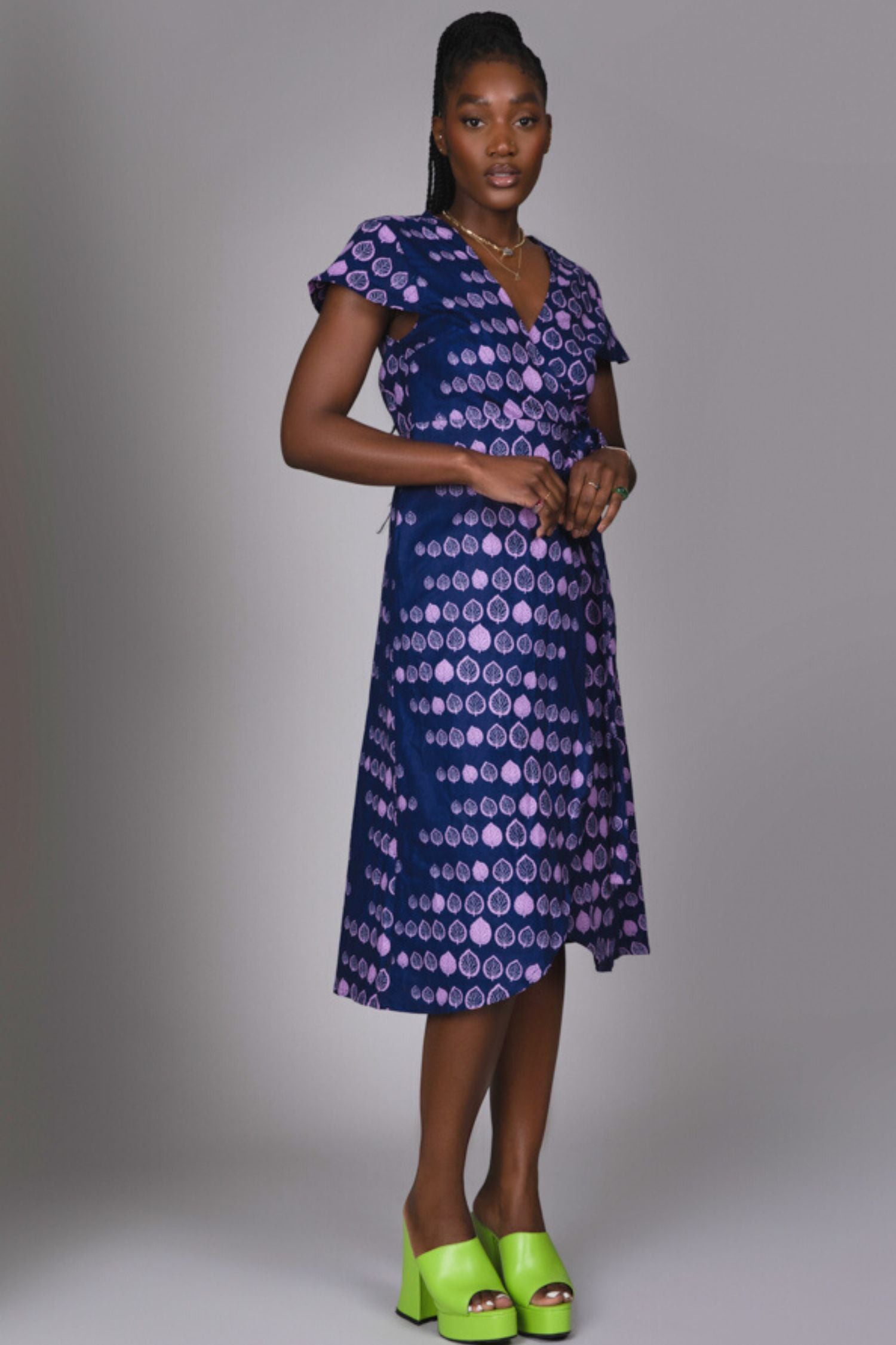 Dalitso Wrap Dress in Purple Flora