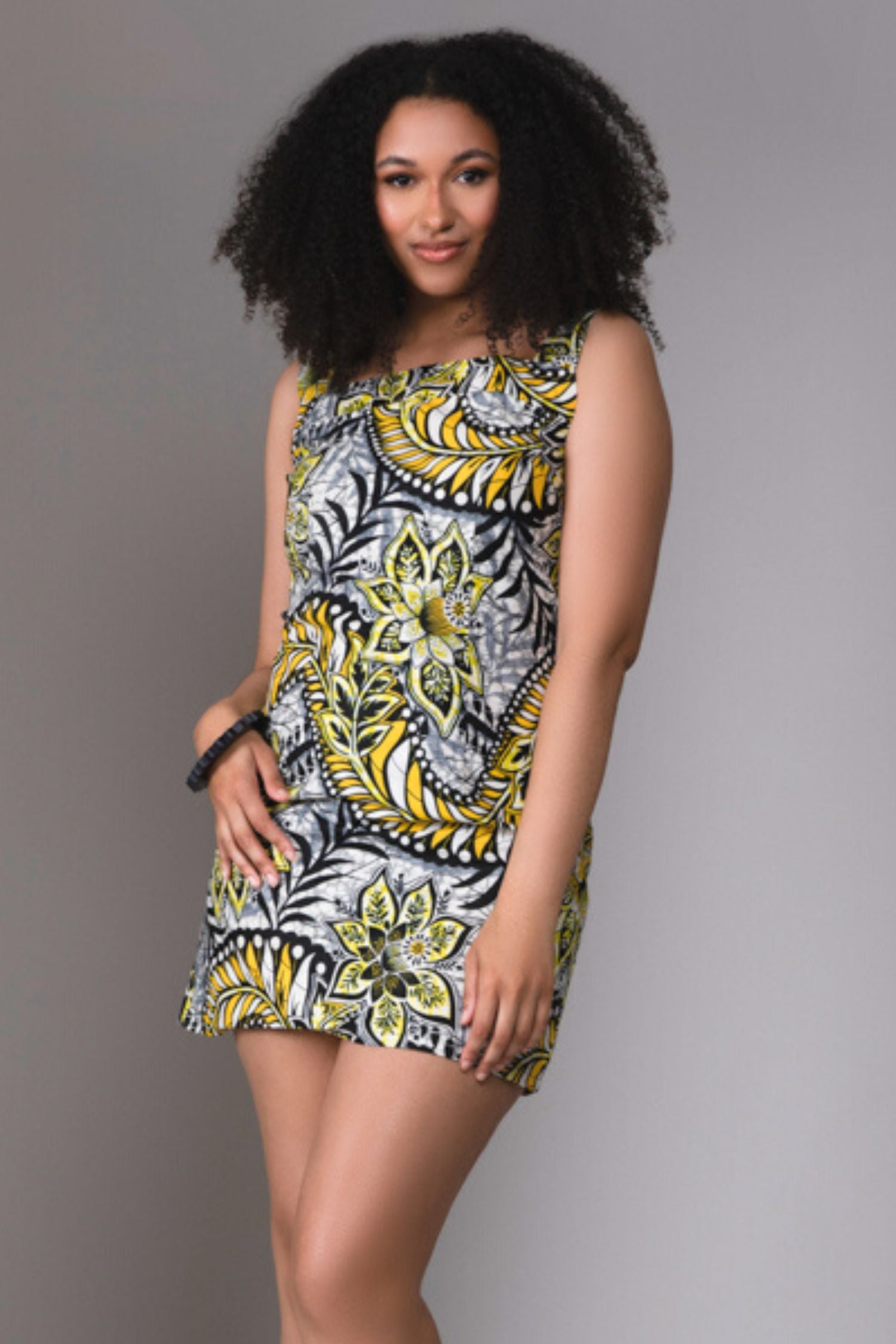 Lily mini dress in Yellow Sunflower