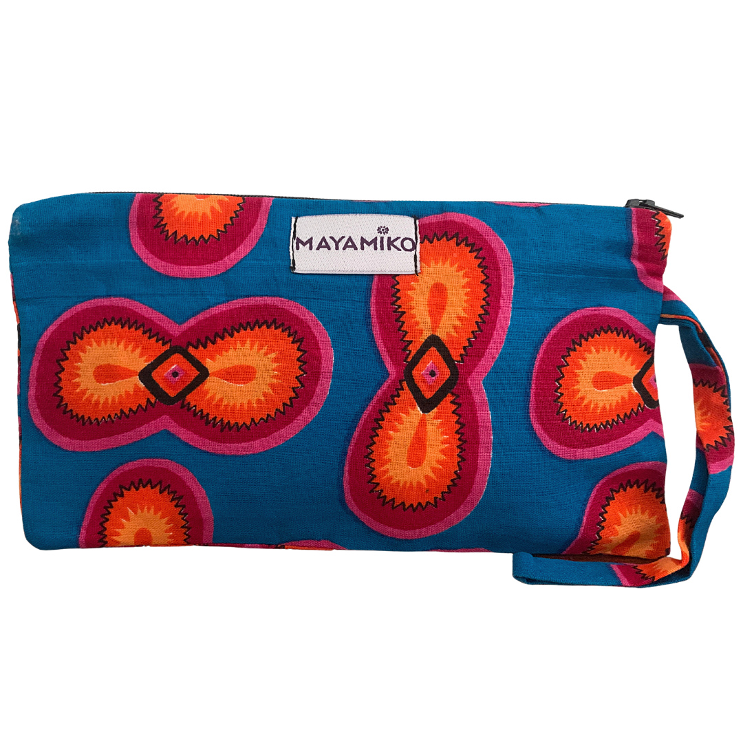 Wrist bag in Turquoise Cells